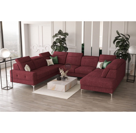 Rohová sedací souprava MALIBU MAX I 260x350x220 cm -červená , levá strana
