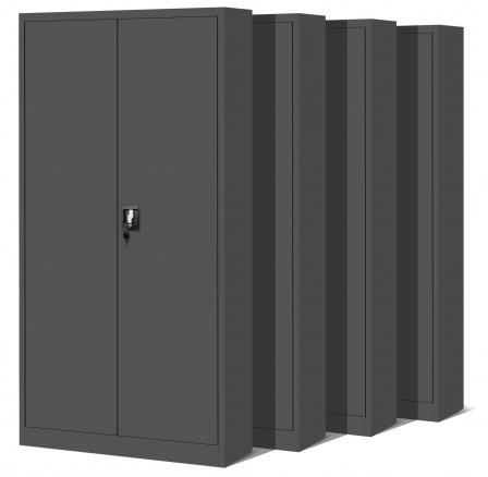 Sada 4x kancelářská kovová skříň na dokumenty JAN, 900 x 1850 x 400 mm, antracitová