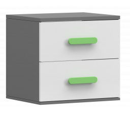 Noční stolek SMYK II - 22, Šedá/Bílá/Zelená