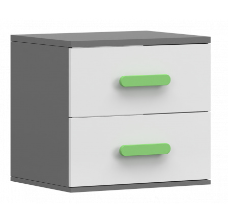 Noční stolek SMYK II - 22, Šedá/Bílá/Zelená