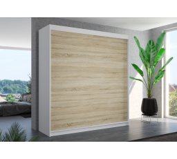 Šatní skříň s posuvnými dveřmi TERECIA 200 Bílá+Sonoma