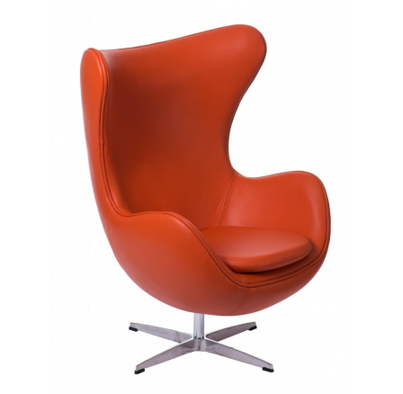 Křeslo Vejce oranžová kůže 67 Premium