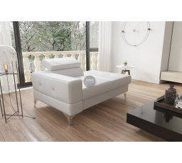 Sofa lenoška TOSCANIA 135 cm - bílá eko kůže, pravá strana