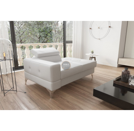 Sofa lenoška TOSCANIA 135 cm - bílá eko kůže, pravá strana