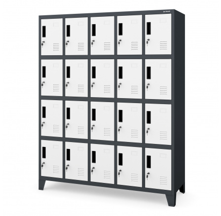 Kovová uzamykatelná šatní skříňka antracitovo-bílá: ROBERT, 1360 x 1720 x 450 mm