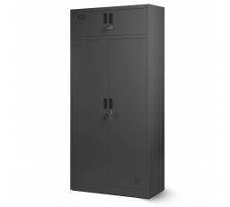 Plechová šatní skříň uzamykatelná s místem na oblečení BORYS, 900 x 1850 x 500 mm, antracitová