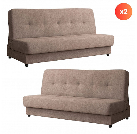 Sada 2x Rozkládací Pohovka ARUBA Hnědá