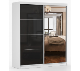 Šatní skříň MULTI 31 - 183 cm, Bílá/Černý Lesk