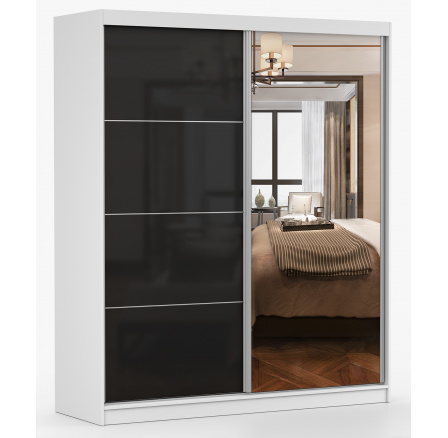 Šatní skříň MULTI 31 - 183 cm, Bílá/Černý Lesk Šatní skříň MULTI 31 - 183 cm, Bílá/Černý Lesk