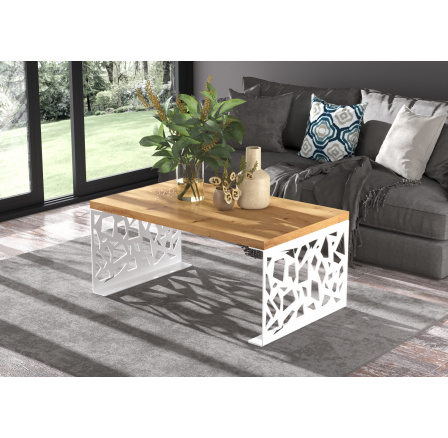 Konferenční stolek SEMARA 100x60 Bílý+Artisan