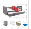 Dětská postel RICO Grafit/Grafit, s přistýlkou 90x190 cm, bez matrace