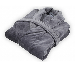 Velurový župan šedý M