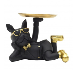 Figurka Buldoček ležící s černým podnosem