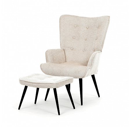 Relaxační křeslo, béžová, sametová látka, AK-303 CRM2