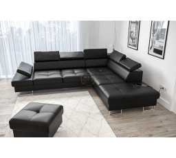 Rohová sedací souprava GALAXY s funkcí spaní 225x280 - černá eko kůže , pravá