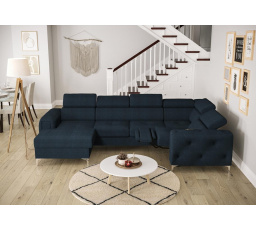 Rohová sedací souprava ORION MAX III , relax s funkcí spaní 165x320x190 cm - modrá, pravá