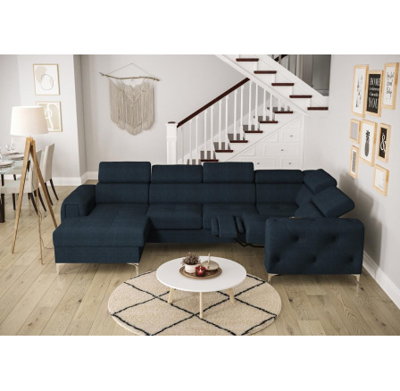 Rohová sedací souprava ORION MAX III , relax s funkcí spaní 165x320x190 cm - modrá, pravá