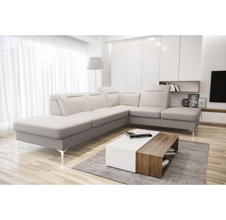 Rohová sedací souprava OSLO 295x220 přírodní kůže - pravá, Kůže ecru