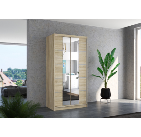 Posuvná skříň se zrcadlem KSAWER 100 Sonoma+Sonoma