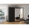 Šatní skříň s posuvnými dveřmi a zrcadlem VIKI 180 Černá+Černá