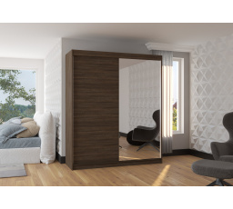 Šatní skříň s posuvnými dveřmi a zrcadlem VIKI 180 Choco+Choco