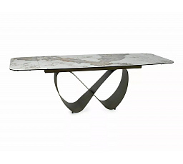 Jídelní rozkládací stůl INFINITY Ceramic, 160(236)x95 cm, Pandoro Bílý Lesk / Měděná