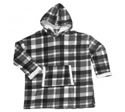 Zateplená kostkovaná mikina / černá snuddie