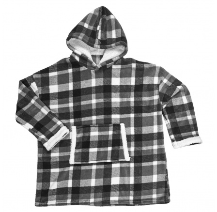 Zateplená kostkovaná mikina / černá snuddie