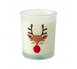 Bílá vánoční svíčka s motivem soba