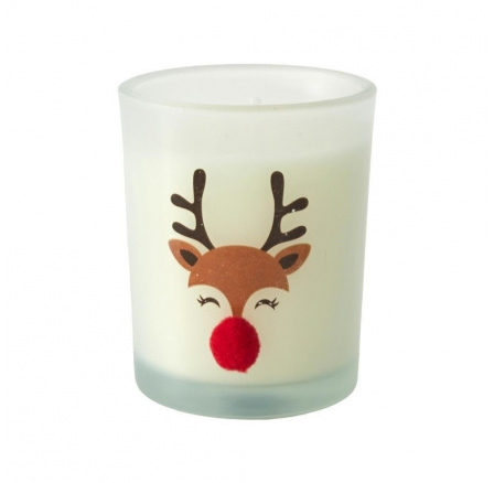 Bílá vánoční svíčka s motivem soba