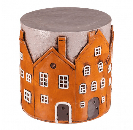 Taburet z magnesia - domečky po obvodu, oranžové