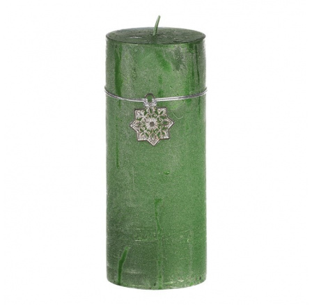 Svíčka válcová - výška 15 cm, parafínový vosk, zelená