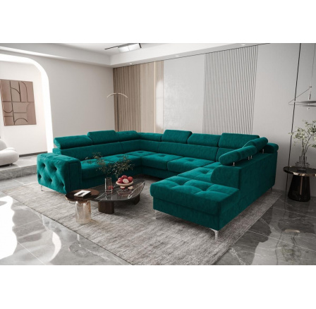 Rohová sedací souprava ORION MAX I s funkcí spaní 225X350X255 cm - tyrkysová, levá