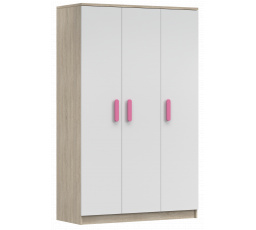 Šatní skříň 3D SMYK III - 19, Dub Sonoma/Bílá/Růžová