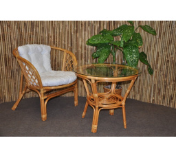 Ratanová sedací souprava Bahama 1+1 medová, polstr bílý