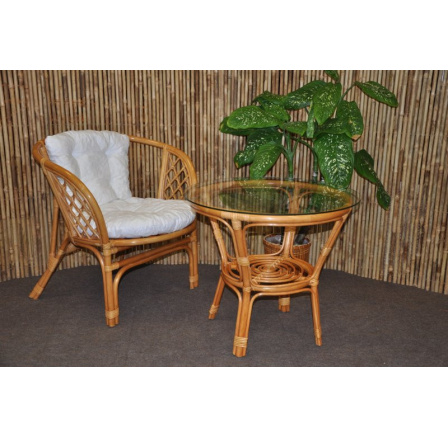 Ratanová sedací souprava Bahama 1+1 medová, polstr bílý