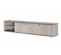 Závěsná TV komoda Vesper 3D, kašmír / ořech / černé úchyty