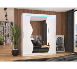 Posuvná skříň se zrcadlem a LED osvětlením MEDISON 180 Bílá+Bílá