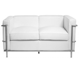 Dvojsedačková pohovka Kubik bílá kůže TP