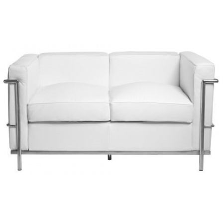 Dvojsedačková pohovka Kubik bílá kůže TP