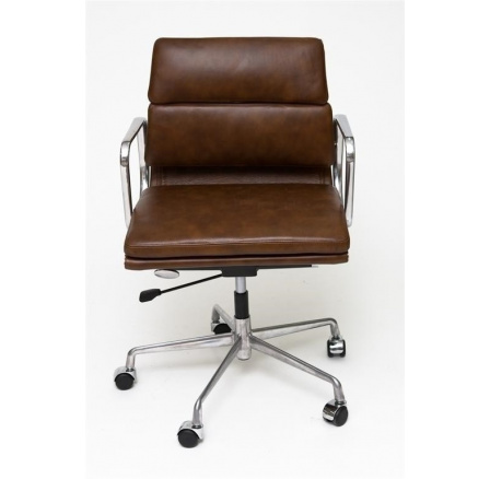 Kancelářské křeslo CH2171 hnědá kůže chrom