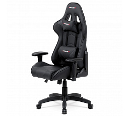 Herní křeslo, houpací mechanismus, černá ekokůže, KA-F03 BK