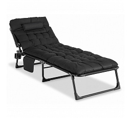 Zahradní Lehátko Polní Postel SATURN Černé