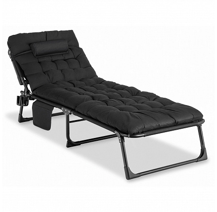 Zahradní Lehátko Polní Postel SATURN Černé