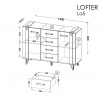 Komoda LOFTER - LO5, Dub Wotan + Beton Millenium