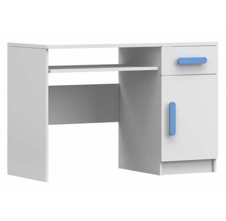 Psací stůl SMYK I - 08, Bílá Mat/Modrá