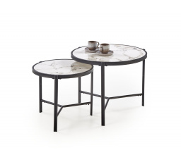 Konferenční stolek FATIMA, efekt bílého mramoru / černá