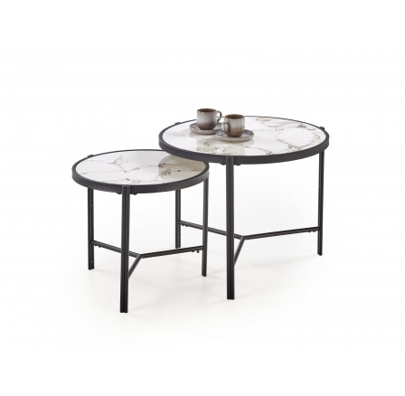 Konferenční stolek FATIMA, efekt bílého mramoru / černá Konferenční stolek FATIMA, efekt bílého mramoru / černá
