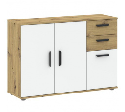 Komoda BASIC TWO 3D2S, Dub Artisan/Bílá