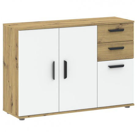 Komoda BASIC TWO 3D2S, Dub Artisan/Bílá